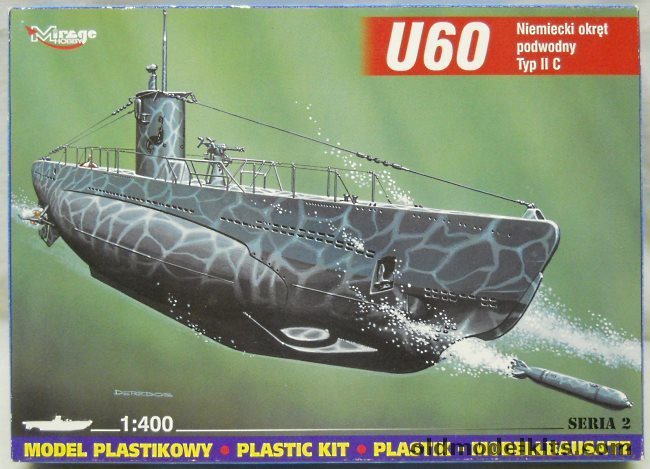 Mirage Hobby 1/400 U-Boat U-60 Type IIC, 40025 plastic model kit